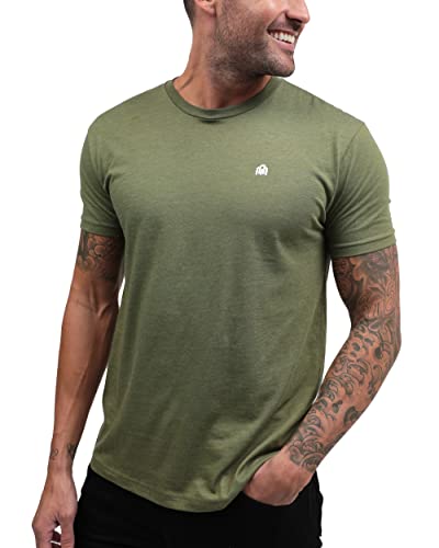 INTO THE AM Premium Men's Fitted Crew Neck Basic Tees - Modern Fit Fresh Classic Short Sleeve Logo T-Shirts for Men (Olive Green, X-Large)