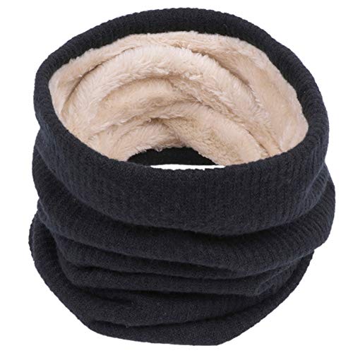 Chalier Infinity Scarf Winter Double-Layer Neck Warmer Knit Fleece Lined Circle Loop Scarves Gifts(one size, A-Black)