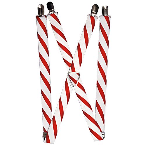 Buckle-Down unisex adults Buckle-down - Candy Cane Suspenders, Multicolor, One Size US