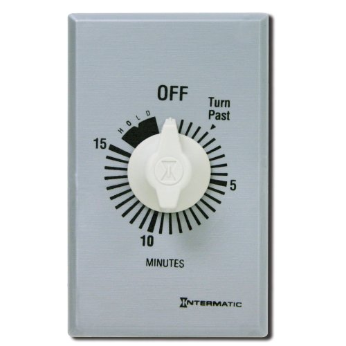 Intermatic FF15MH 15-Minute Spring Loaded Wall Timer, Brushed Metal Finish