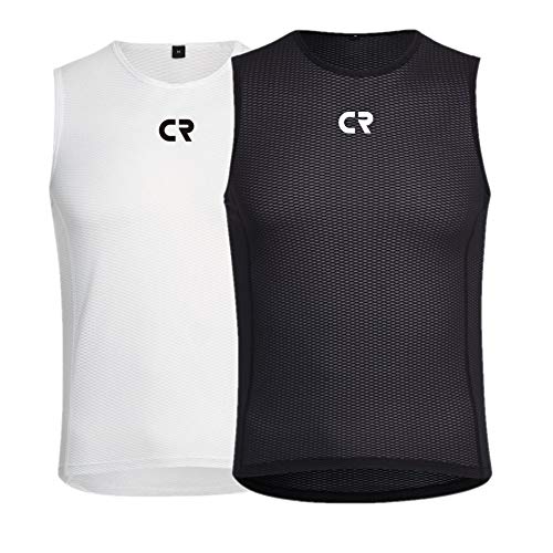 Coconut Ropamo CR 2 Pack Men's Cycling Base Layer Vests Sleeveless Quick Dry Bike Tank Top Breathable Bike Riding Undershirt (Black&White, Large)