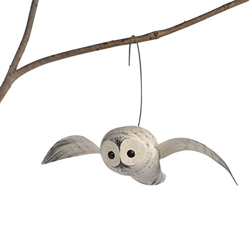 The Painted Bird by Richard Morgan Carved Snowy Owl Hanging Decoy with Metal Wings