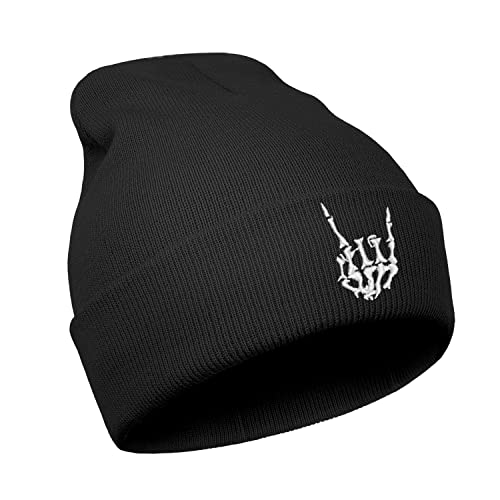 Halloween Skull Goth Knit Beanie Hats for Men Women Cool Emo Gothic Birthday Presents Skeleton Warm Beanies Cap Winter (Skeleton-Knit hat)