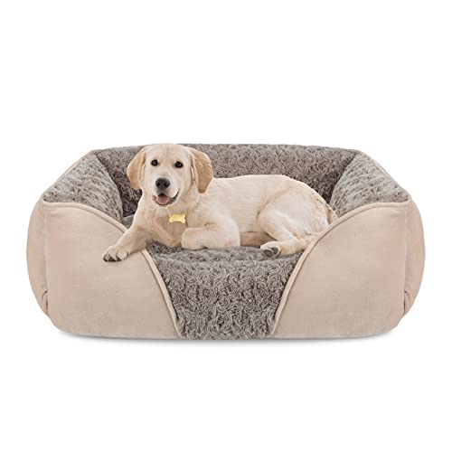 INVENHO Large Dog Bed for Large Medium Small Dogs Rectangle Washable Dog Bed, Orthopedic Dog Bed, Soft Calming Sleeping Puppy Bed Durable Pet Cuddler with Anti-Slip Bottom L(30'x24'x9')