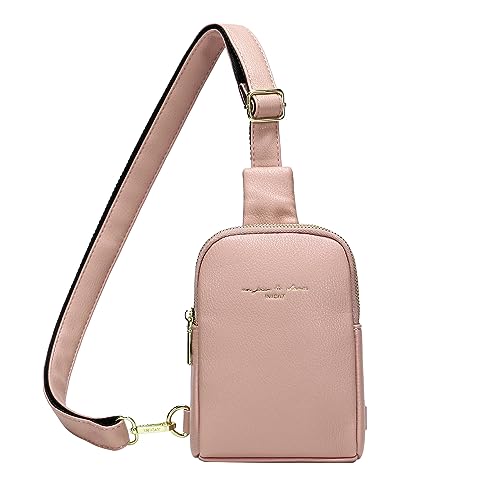 Small Sling Bag, Fanny Pack Purse Vegan Leather Crossbody Bags for Women, Gifts for Her (Pink)