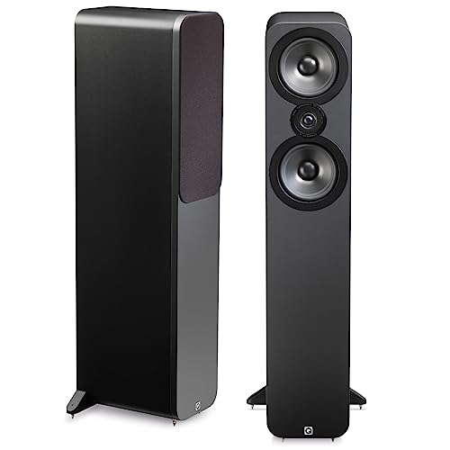 Q Acoustics 3050 Floorstanding Speakers Pair Graphite with Speaker Cable - 2-Way Reflex Enclosure, 2X Bass Unit 6.5', 1x Treble Unit 0.9' - HiFi Stereo Speakers for Home Theater Surround Sound