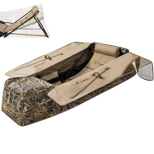 TIDEWE Layout Hunting Blind with Shoulder Straps, Adjustable Height, Side 6 inches High Waterproof, Portable Waterfowl Field Hunting Tent（Next Evos）