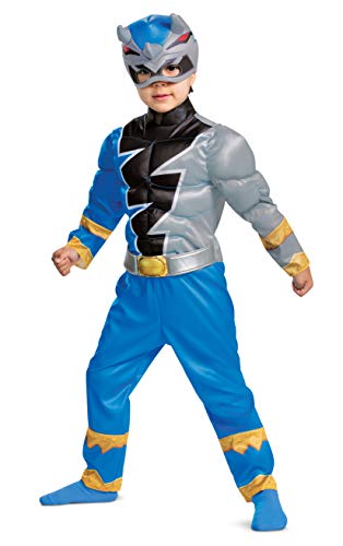 Disguise Blue Power Ranger Costume for Toddlers, Official Power Rangers Dino Fury Outfit with Mask Multicolored, Medium (3T-4T)
