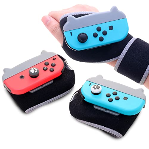 Switch Wrist Strap, Switch Arm Band for Dance 2023 Switch Boxing Game with 2 Switch Thumb Grip Caps - Gray