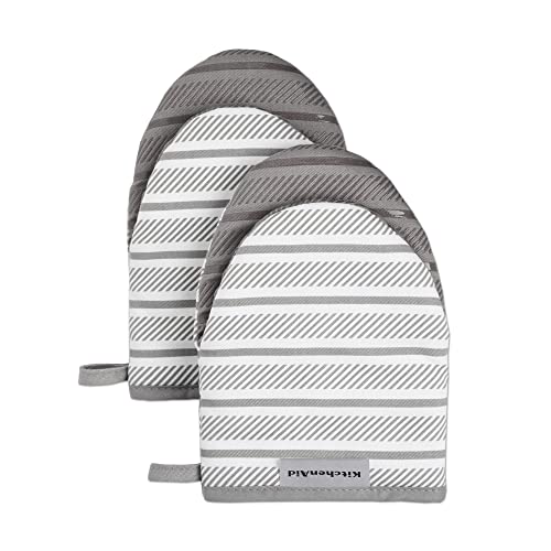 KitchenAid Albany Mini Oven Mitt 2-Pack Set, Grey, 5.5'x8'