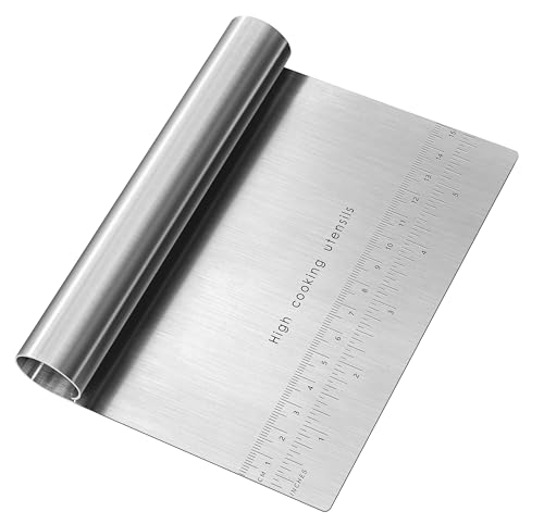 Pro Dough Pastry Scraper/Cutter/Chopper Stainless Steel Mirror Polished with Measuring Scale Multipurpose- Cake, Pizza Cutter - Pastry Bread Separator Scale Knife (1)