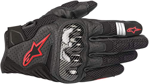 Alpinestars Men's SMX-1 Air v2 Motorcycle Riding Glove, Black/Fluorecent Red, X-Large