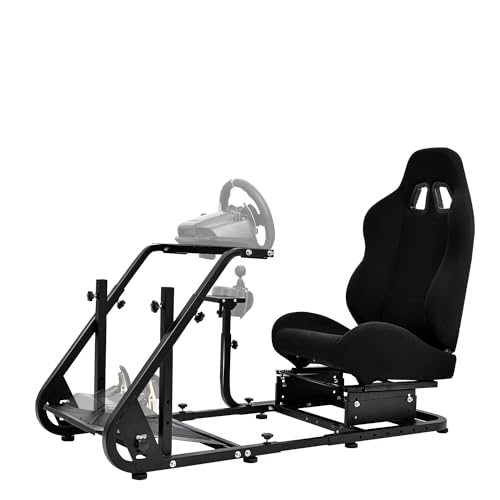 Marada Racing Simulator Cockpit with Black Racing Seat Mountable Monitor Stand Fit for Logitech G25 G27 G29, Thrustmaster T248 T300,Fanatec Sim Racing Cockpit Stand No Steering Wheel Pedal