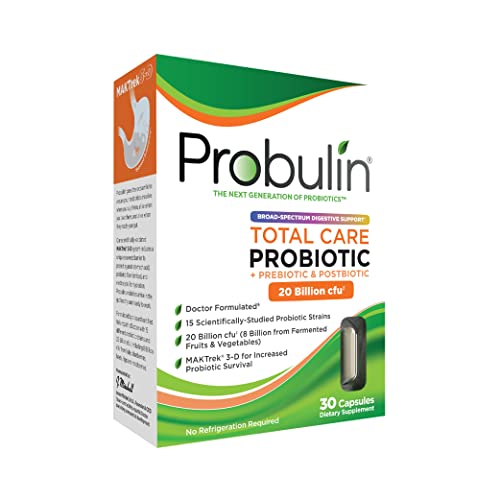 Probulin Total Care Probiotic, Daily Gut Support for Adults, 20 Billion CFU, 30 Capsules