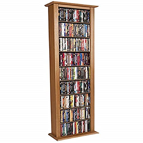 Venture Horizon Media Storage Tower Cabinet Single - 76” High Wall Rack - Oak