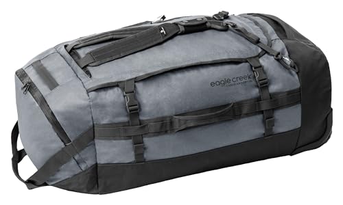 Eagle Creek Cargo Hauler 130L Wheeled Duffel Travel Bag with Backpack Straps and Handles, Lockable U-Lid Opening, End Compartments, and Compression Straps, Charcoal