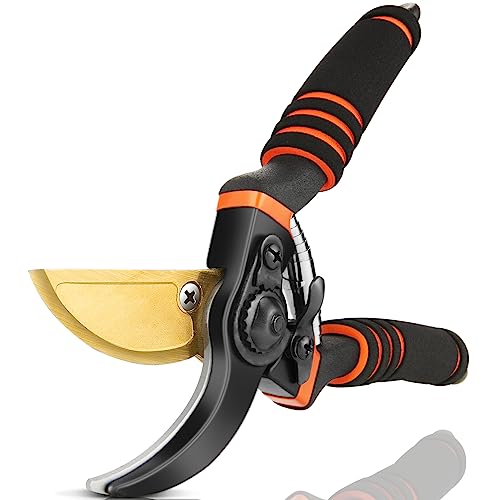 Pruning Shears, Garden Shears - VITTYL 8.5' Professional Premium SK5 Steel with Titanium Pruning Shears for Gardening, Ultra Sharp Durable Bypass Pruning Shears, Garden Scissors, Pruners