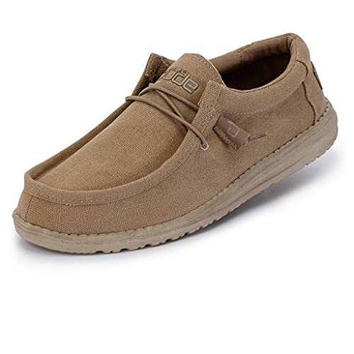Hey Dude Men's Wally Canvas Chestnut Size 11 | Men’s Shoes | Men's Lace Up Loafers | Comfortable & Light-Weight