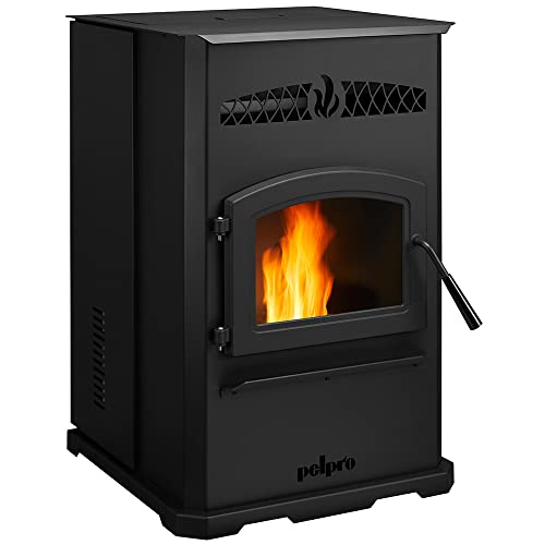 PelPro PP70 Pellet Stove for Home Heating - 70 lb Hopper, 42,500 BTU Heats up to 2,000 Sq. Ft., Easy-Dial Temp Control, Built-In Thermostat with Auto-Ignition, Variable Speed Blower