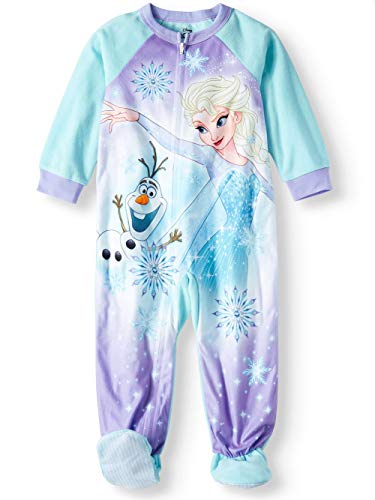 Frozen - Toddler Girls Elsa Olaf Anna Footed Blanket Sleeper Pajamas (5t) Blue