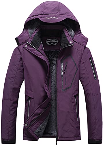 SUOKENI Women's Waterproof Warm Winter Snow Coat Hooded Raincoat Ski Snowboarding Jacket