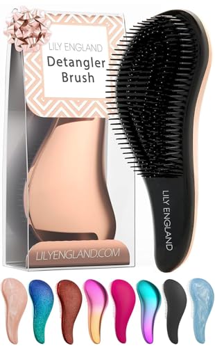 Detangler Hair Brush for Thick, Curly & Straight Hair - Flexible Bristles, For Wet & Dry Hair - Lily England, Rose Gold