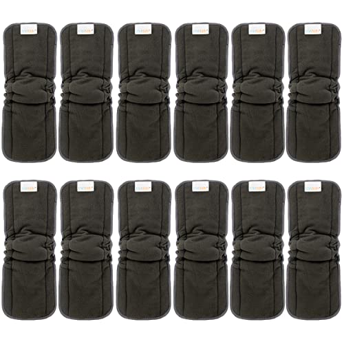 ALVABABY Reusable 5 Layers 12 Pack Inserts with Gussets for Baby Cloth Diaper and Cloth Diapers Covers 12FLN