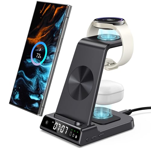 Wireless Charger for Samsung Devices, 4 in 1 Wireless Charging Station for Galaxy S24 Ultra/S24/S24+/S23 Ultra/Z Fold5/Z Flip, Watch Charger for Galaxy Watch 6/6 Classic/5/5 Pro/4,for Galaxy Buds2 Pro