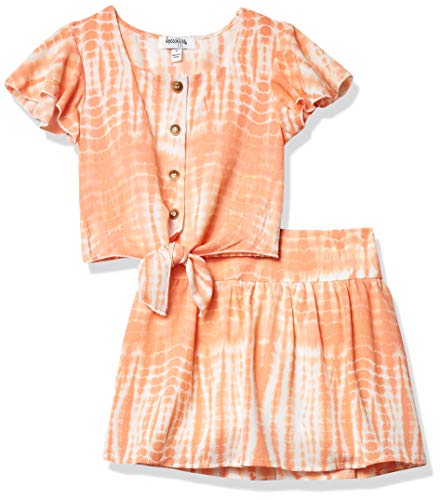 Speechless Girls' Tie Front Top and Short Skirt Set, Sunrise, 14