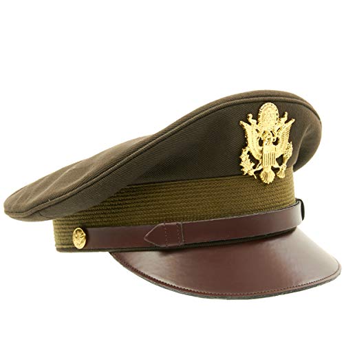 U.S. WWII Officer Visor Crusher Cap: Winter (OD Green)- Size US 7 (56 cm)