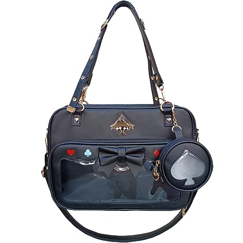 Eien Kaliforua Ita Bag Cute JK Uniform Bag Double Window Sweet PU Leather ita Bag Kawaii Pins Bag+cute small bag