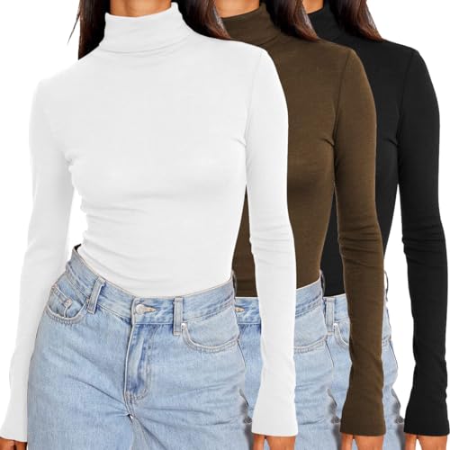 Women's Turtleneck Sweater Long Sleeve Mock Neck 2022 Tight Stretch Pullover Basic Layering Thermal Underwear Scrub Shirts Fall Clothes
