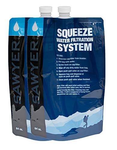 Sawyer Products SP114 Squeezable Pouch for Squeeze and Mini Water Filtration Systems, 64-Ounce, 2-Pack