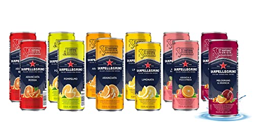 San Pellegrino Sparkling Fruit Beverages Variety Sampler Pack - 11.15 Fl Oz Cans (12 Pack) - In Sanisco Box…
