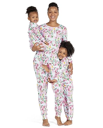 The Children's Place baby girls Family Matching Christmas Holiday Sets, Snug Fit 100% Cotton, Adult, Big Kid, Toddler, Pajama Set, Pink Merry Joy, 6X-Large-7X-Large US