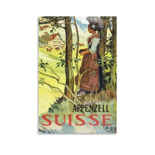 DAXXIN Appenzell Suisse Vintage Travel Poster - Poster Paper Or Canvas Print Gift Idea Wall Decor Canvas Posters Wall Art Bedroom Office Room Decor Gift 16x24inch(40x60cm)