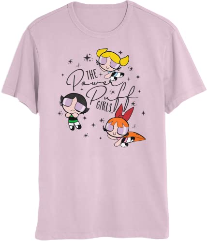 Cartoon Network Powerpuff Girls Sparkles Men's and Women's Short Sleeve Tees, Unisex T-Shirts (Sparkles Pink, X-Large)