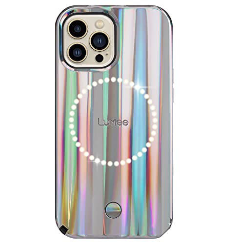 Lumee HALO - Lighted Selfie Case for iPhone 13 and 13 Pro - Built-in Adjustable LED Lighting - 6.1 Inch - Holographic Edition