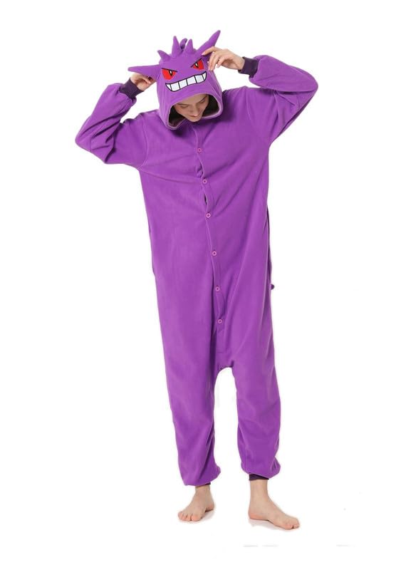 Eonxius Novelty Hooded Unisex One Piece Cosplay Costume Pajamas for Women Purple Size XL