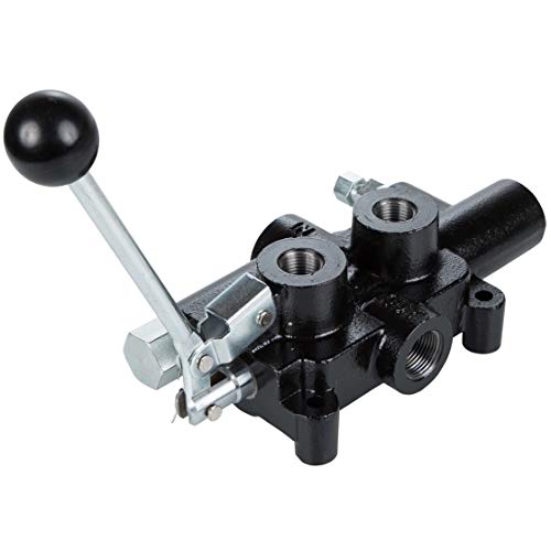 RuggedMade 25 GPM Hydraulic Log Splitter Directional Control Valve, Auto Return Detent Lever Handle, 2750 PSI (1/2' Work Ports)