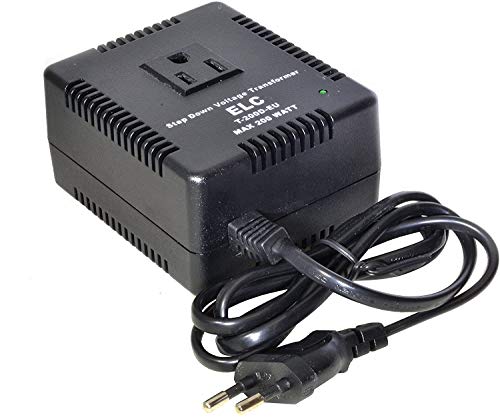 ELC 200 Watt Voltage Converter Transformer Heavy Duty Compact - Step Down - 220/240 to 110/120 Volt - Light Weight - Travel - for Hair Straightener, Toothbrush, Laptops, Chargers