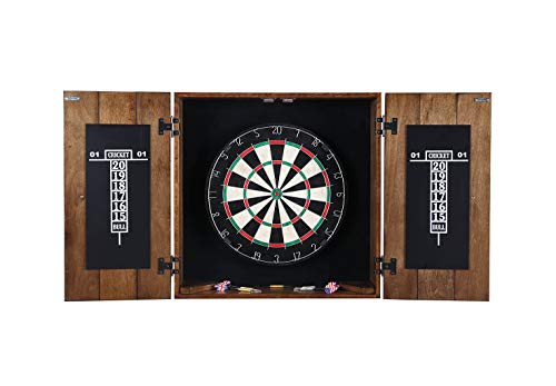 Hathaway Drifter Solid Wood Dartboard & Cabinet Set, Rustic Oak, 6' L W x 25' H