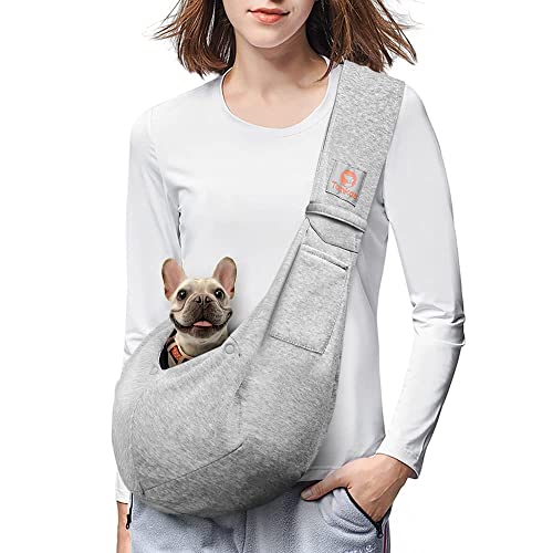 TOMKAS Dog Sling Carrier for Small Dogs Dog and Cat Sling Carrier – Hands Free Reversible Pet Papoose Bag - Soft Pouch and Tote