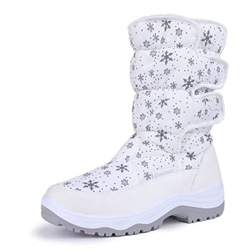 CIOR Women's Snow Boots Winter Water-Resistant Fur Lined Frosty Anti-Slip Warm Snow Boots U120WMX003-White Snow-39