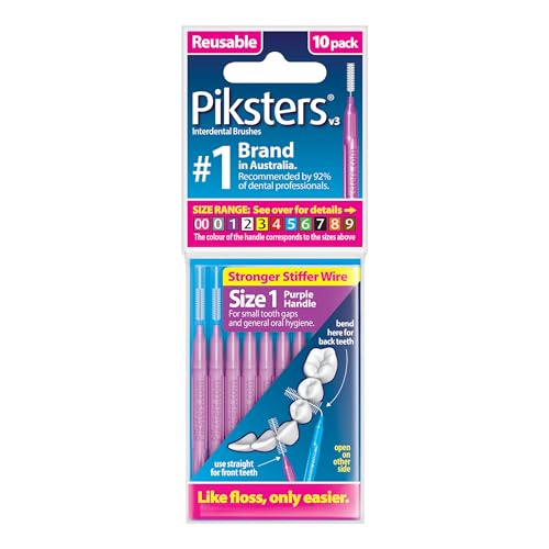 Piksters Interdental Brushes, Size 1, Purple Handle