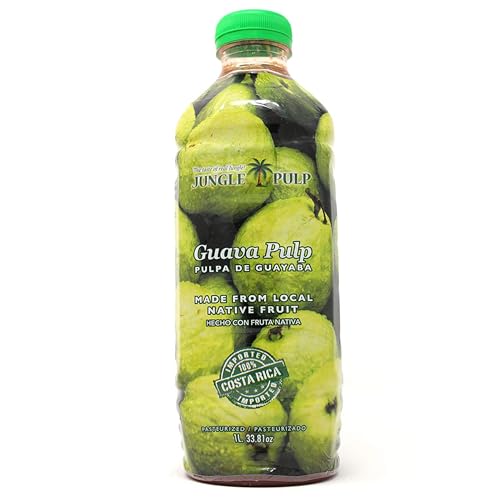 Jungle Pulp GUAVA Mix from Costa Rica Puree, Topping, Flavoring, Better than Syrup, for Desserts, Smoothies, Margaritas, Cocktails, Juice and Shakes. 33.81 oz/ 1 Liter.