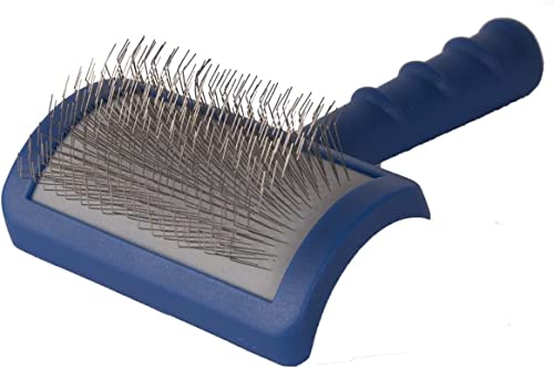 Show Tech Tuffer Than Tangles Slicker Brush for Dog Grooming with Long, Soft Pins, Medium Size, Perfect for Doodle Breeds, Angled Pins for Dematting, Remove Undercoat, Comfort Grip Handle