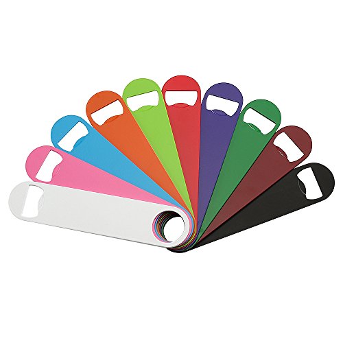 QLL 10 Pack 7' Stainless Steel Flat Bottle Opener, Solid bar key