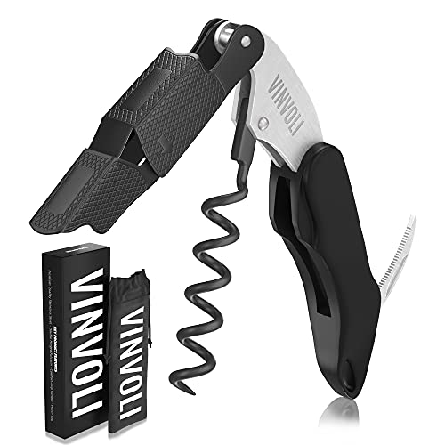 Vinvoli Professional Waiters Corkscrew Wine Bottle Opener - Improved 2024 Multi-Functional 3-in-1 Cork Screw Bottle Openers - Wine Opener Corkscrews - Cool Beer Opener Wine Key With Wine Foil Cutter