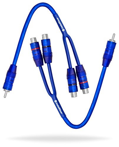 InstallGear 1ft Shielded 1 Male to 2 Female RCA Y Adapter Splitter Connector - RCA Splitter (2 Pack)